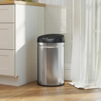 HOMCOM Cubo de Basura Cocina Automático 30 L Sensor Infrarrojo Cierre Automático Antihuellas Acero Inoxidable Plata(m-10)