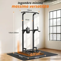 Power Tower Stazione per trazioni, 10‑in‑1 allenamento total body, schienale ispessito & allargato, 105x87x220 cm, Nero(m-3)