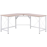 HOMCOM Bureau d'angle Bureau Informatique Design Moderne métal MDF Imitation Bois chêne et Blanc(m-1)