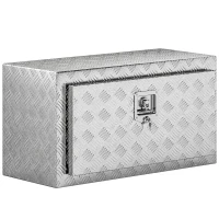 HOMCOM Cutie de scule de 96L din aluminiu cu încuietoare, 2 chei și mâner lateral, 76.2x35.5x40.6 cm, argintiu(m-11)