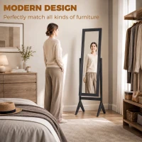 HOMCOM Freestanding Adjustable Angle Dressing Mirror, Full Length Mirror for Bedroom, Living Room, 148 x 47 cm, Black(m-5)