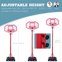HOMCOM Basketball Hoop Stand Portable System PE Backboard Height Adjustable 2.1-2.6m with Wheels for Adults Sports Fun(m-4)