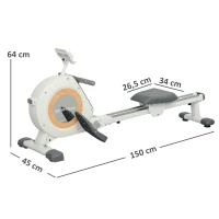 SPORTNOW Roeiapparaat met 16 verstelbare niveaus, LCD-monitor en mobiele telefoonhouder, voor thuisfitness, 150 kg belastbaar(m-3)