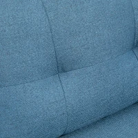 HOMCOM 2er-Sofa im Retrodesign, mit Knopfheftung, Sofa, Leinenoptik, Dunkelblau(m-9)