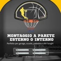 sportnow Canestro Basket per Bambini e Adulti da Indoor e Outdoor in Acciaio e PE, 110x90x70 cm, Nero e Giallo(m-4)
