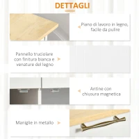 HOMCOM Carrello da Cucina Multiuso in Legno con 2 Cassetti, 104x46x91cm - Bianco(m-7)