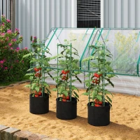 Outsunny Hoogbed met rankrek 83,7 liter zakken 3-delige set driehoekige plantenbak tomatensteun 35 x 35 x 120 cm(m-2)