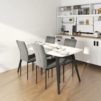 HOMCOM Set van 4 eetkamerstoelen met fluwelen uitstraling, moderne gestoffeerde stoelen met metalen poten, voor eetkamer, slaapkamer, keuken, grijs(m-8)