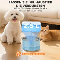 PawHut Kattenfontein 2,5L drinkfontein voor katten met stille pomp LED actieve koolfilter 19,4 x 19,4 x 18,7 cm(m-6)