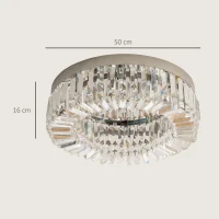 HOMCOM Crystal Ceiling Lights Set of 2, Modern Flush Chandeliers with Stainless Steel Base, Pendant Lights for Living Room Bedroom Dining Room, Silver Tone(m-3)