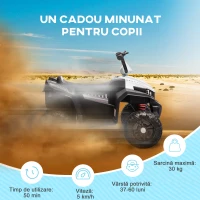 AIYAPLAY ATV Electric pentru Copii 12V cu 2 Motoare, Suspensii, Faruri LED, MP3, 37-60 Luni, Interior Exterior, Alb(m-8)