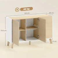 HOMCOM Bufet cu Uși Soft-Close 120 cm, Lemn și Alb(m-3)