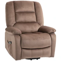 HOMCOM Velvet-Feel Electric Lift-and-Recline Massage Armchair, with Remote - Brown(m-13)