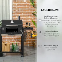Outsunny Kolenbarbecue BBQ-grill Smoker, inclusief thermometer, flesopener, 120 x 64 x 114 cm, Zwart(m-7)