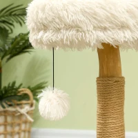 PawHut Kattenboom, 61,5 cm, met Kattenbed, Krabpaal, Sprongplatform, Speelbal, Voor Katten tot 5 kg, Wit(m-7)