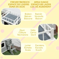 PawHut Cusca de exterior pentru caini cu balcon, scari, Cusca pentru caini rezistenta la intemperii cu picioare inaltate, ferestre, pentru caini de talie mica si medie(m-5)