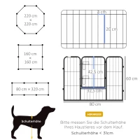 PawHut Hondenren Puppiespeelplaats Dierenomheining, inklapbaar, vergrendelbare deur, weerbestendig, 8 panelen, Zwart(m-3)