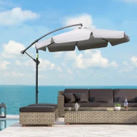 Outsunny Ombrellone da Giardino a Braccio con Apertura a Manovella in Metallo e Poliestere, Ø2.7x2.7 m, Grigio(m-10)