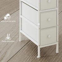 HOMCOM Commode 4 Tiroirs Pliables en Tissu, Meuble de Rangement Étroit, Style Moderne, Cadre en Acier, 20 x 43 x 81,5 cm Blanc(m-7)