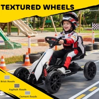 HOMCOM 12V Electric Go-Kart for Kids, Ride-On Racing Go-Kart, with Forward and Reversing Functions, for Ages 3-8 Years - White(m-7)