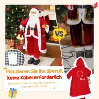 HOMCOM Kerstman 1,15 m staande Kerstman met cadeau- en Kerstklok Indoor, Rood(m-7)