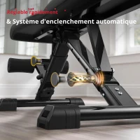 Banc d'haltères multifonctionnel, pliable, pieds de nivellement réglables, 123x39x47,5 cm, noir(m-9)