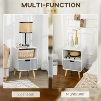 HOMCOM Wooden Bedside Table End Nightstand With Drawer Wood Lamp Desk Storage Unit Bedroom Scandinavian Nordic Style, Set of 2(m-6)