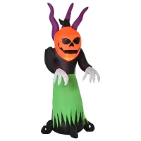 HOMCOM Fantasma Gonfiabile Halloween, Decorazione da Giardino Halloween Impermeabile e Autogonfiabile con Picchetti e Funi 120x90x240cm(m-10)