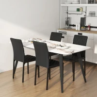 HOMCOM Pack de 4 Sillas de Comedor con Respaldo Alto Tapizadas en Cuero Sintético Patas de Acero Negro(m-7)