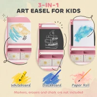 AIYAPLAY Art Easel for Kids, Double-Sided Whiteboard/Blackboard with Paper Roll, Two Storage Boxes, for Ages 3-8 Years, Pink(m-4)