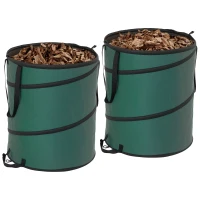 Outsunny 2x160L Waterdichte Tuinafvalzak met Draaglussen, Stabiel en Robuust, Groen(m-11)