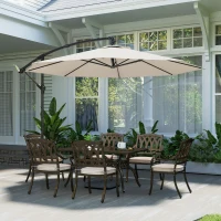 Outsunny 3 m Overhanging Cantilever Parasol, with Cross Base - Cream White(m-8)