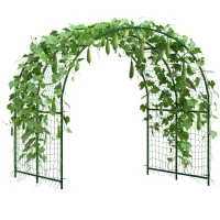 Outsunny Metalen Klimrek Boogvormig Roestvrij Rankhulp Komkommerrek 210 x 250 x 216 cm Donkergroen(m-11)
