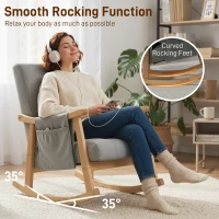 HOMCOM Wood Frame Rocking Accent Chair - Light Grey(m-4)