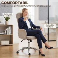 HOMCOM Scaun de Birou Rotativ cu Spătar Înalt, din Chenille Bej(m-4)