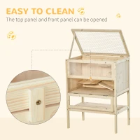 PawHut Wooden Hamster Cage with Storage Shelf, Small Animal Exercise Play House Gerbil Cage with Openable Top, Ramp for Gerbils, Drawf Hamsters, 60 x 40 x 80 cm - Natural(m-5)
