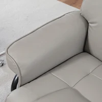 HOMCOM Relaxfauteuil met Voetenbankje, Draaibaar & Kantelbaar, Kunstlederen Bekleding, tot 150 kg, Houten Frame, Grijs(m-9)