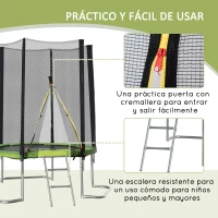 HOMCOM Cama Elástica de Jardín Ø183 cm Trampolín para Niños Adultos con Superficie de Salto Red de Seguridad Cubierta de Bordes y Escalera para Interior Exterior Verde(m-6)