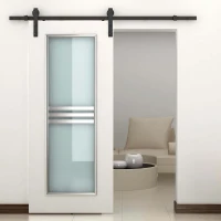HOMCOM Glijrailsset voor schuifdeur, tot 90 kg, koolstofstaal, 200 cm, zwart, inclusief gereedschap(m-7)