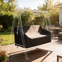 Outsunny 3-zits tuinbank beschermhoes, waterdicht, winddicht en UV-bestendig, 420D Oxford-weefsel(m-9)