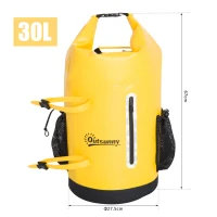 Outsunny Bolsa Estanca 30L PVC Bolsa Seca Impermeable Mochila con Correa Ajustable para Deporte Aire Libre Φ27.5x67cm(m-3)