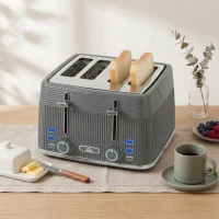 HOMCOM 4 Slice Toaster with 7 Browning Levels, Bread Toaster with Removable Crumb Tray, Grey(m-9)