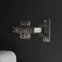 HOMCOM Armadietto Pensile Bagno 2 Ante con Specchiera e 2 Ripiani Interni in MDF, 60x15x75 cm, Nero(m-8)