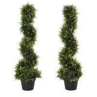 Outsunny Kunstmatige spiraalplant, Spiraalvormige cederboom met pot, 90 cm, Kunstmatige ceder voor buiten- en binnendecoratie, Groen
