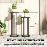 Outsunny 2-delige set plantenstandaarden voor binnen en buiten, hexagonale metalen pothouders voor tuin, terras, balkon(m-4)
