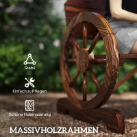 Outsunny 2-zits tuinbank met wiel-armleuningen, rustieke outdoorbank voor terras, veranda, vurenhout, bruin(m-5)