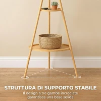 HOMCOM Albero Porta Abiti con 9 Ganci e 2 Ripiani, Naturale(m-5)