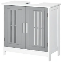 kleankin Modern Under Sink Cabinet with 2 Doors, Bathroom Vanity Unit, Pedestal Under Sink Design, Storage Cupboard with Adjustable Shelves, Grey(m-10)