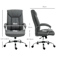 Vinsetto bureaustoel met kantelfunctie, in hoogte verstelbare bureaustoel, draaistoel met nylon rugleuning, grijs 65 x 78 x 110-120 cm(m-3)