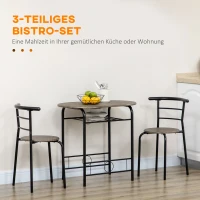 HOMCOM eetset, eettafel met 2 stoelen, keukentafel met opbergplank, zwart(m-4)